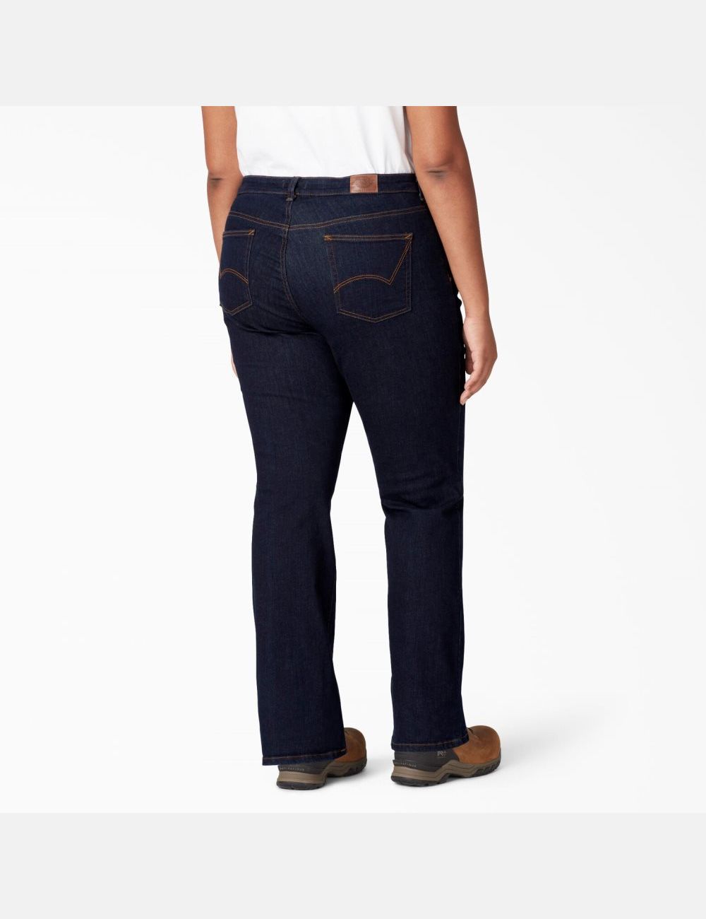 Rinsed Indigo Blue Dickies Plus Perfect Shape Denim Bootcut Pants | 964CIOWPB