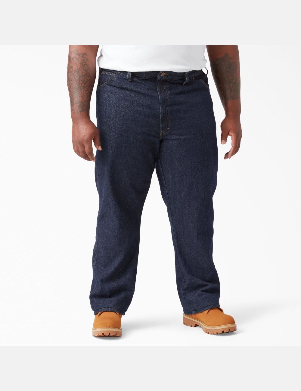 Rinsed Indigo Blue Dickies Regular Straight Fit Denim Pants | 279VGDCON