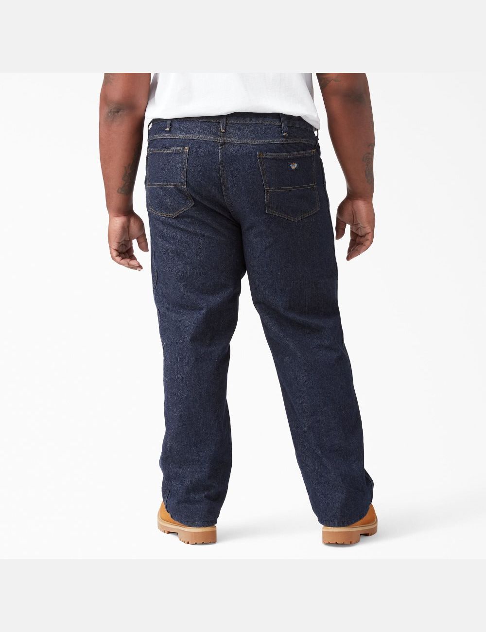 Rinsed Indigo Blue Dickies Regular Straight Fit Denim Pants | 279VGDCON