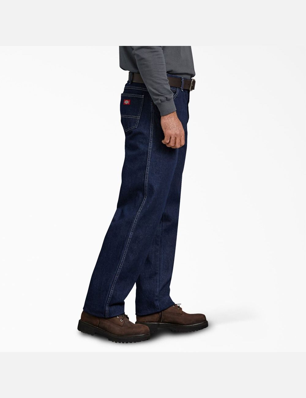 Rinsed Indigo Blue Dickies Relaxed Fit Straight Leg Heavyweight Denim Jeans | 845AIJDKP