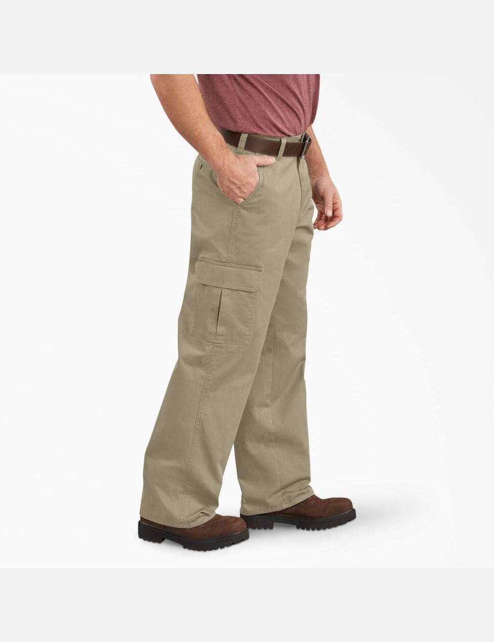 Rinsed Khaki Dickies Loose Straight Leg Cargo Pants | 915QNVYJP