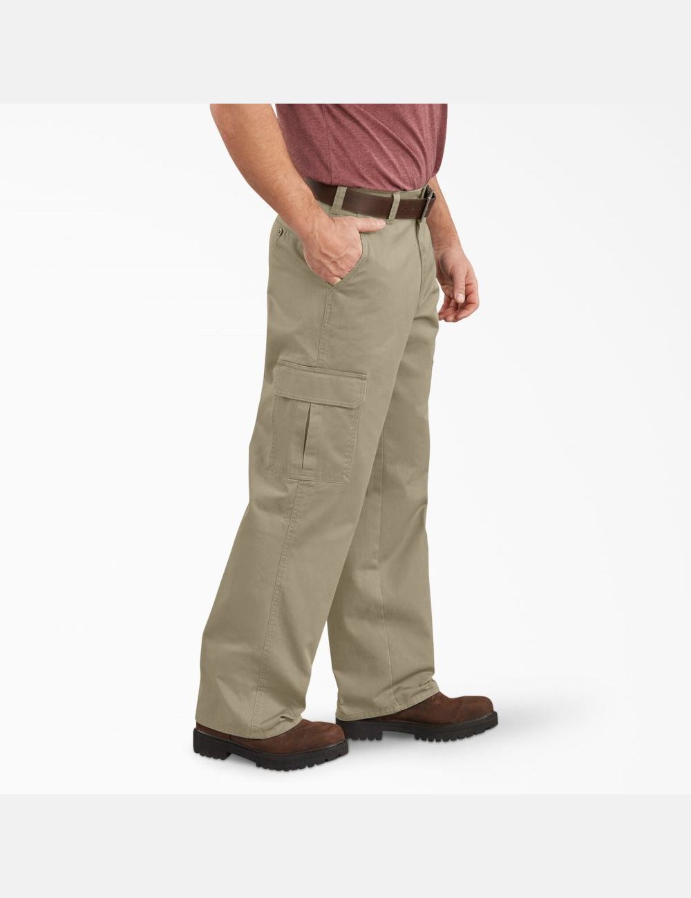 Rinsed Khaki Dickies Loose Straight Leg Cargo Pants | 915QNVYJP