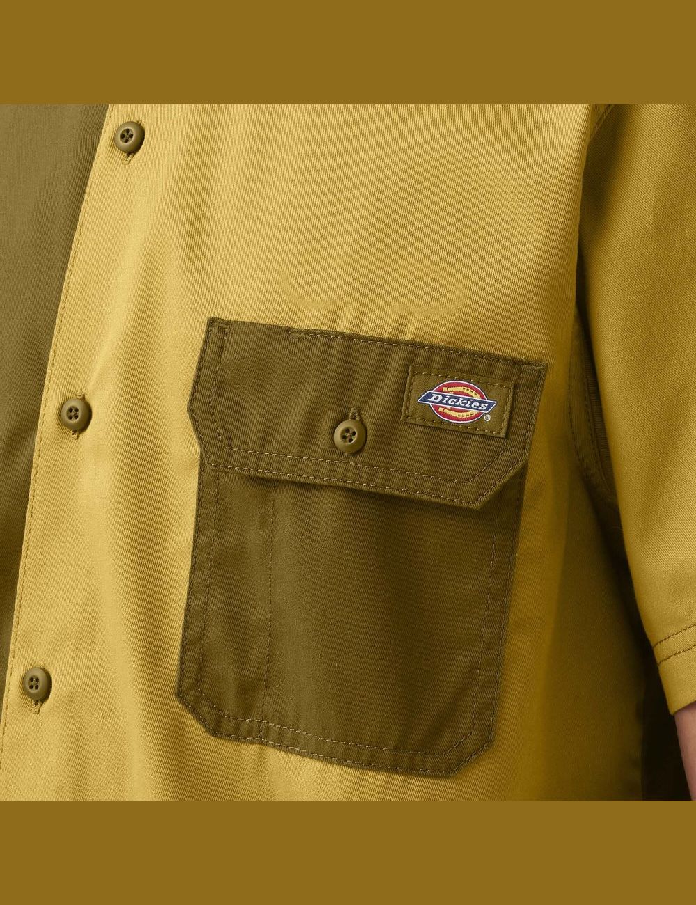 Rinsed Military/Moss Green Dickies Twill Button Up Short Sleeve Work Shirts | 850YNRMHS