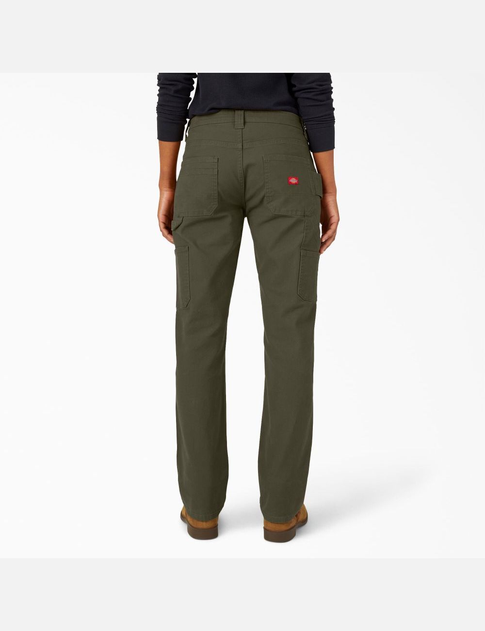 Rinsed Moss Green Dickies Duck Carpenter Pants | 027LTKMZS