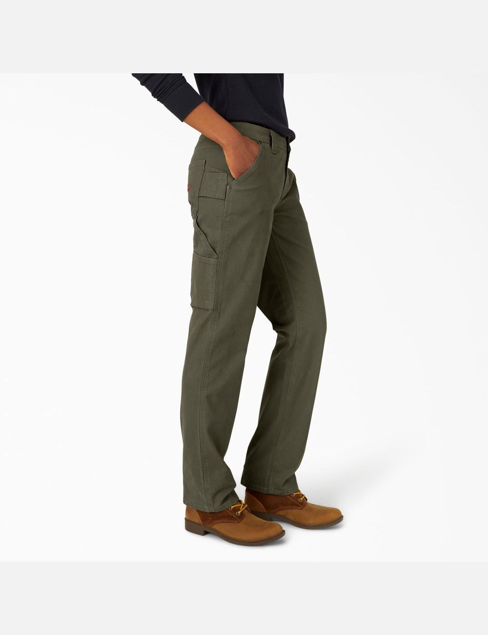 Rinsed Moss Green Dickies Duck Carpenter Pants | 027LTKMZS