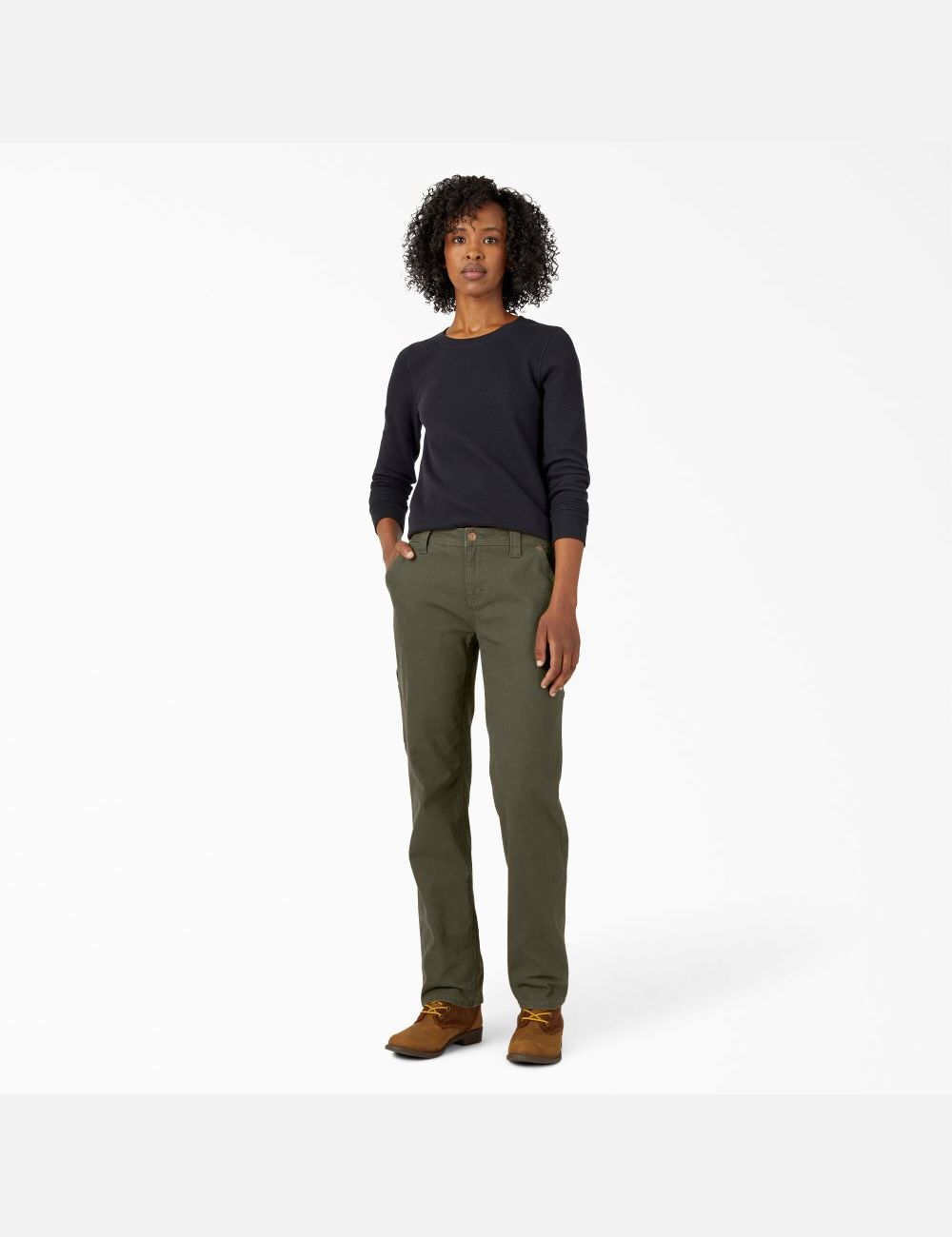 Rinsed Moss Green Dickies Duck Carpenter Pants | 027LTKMZS