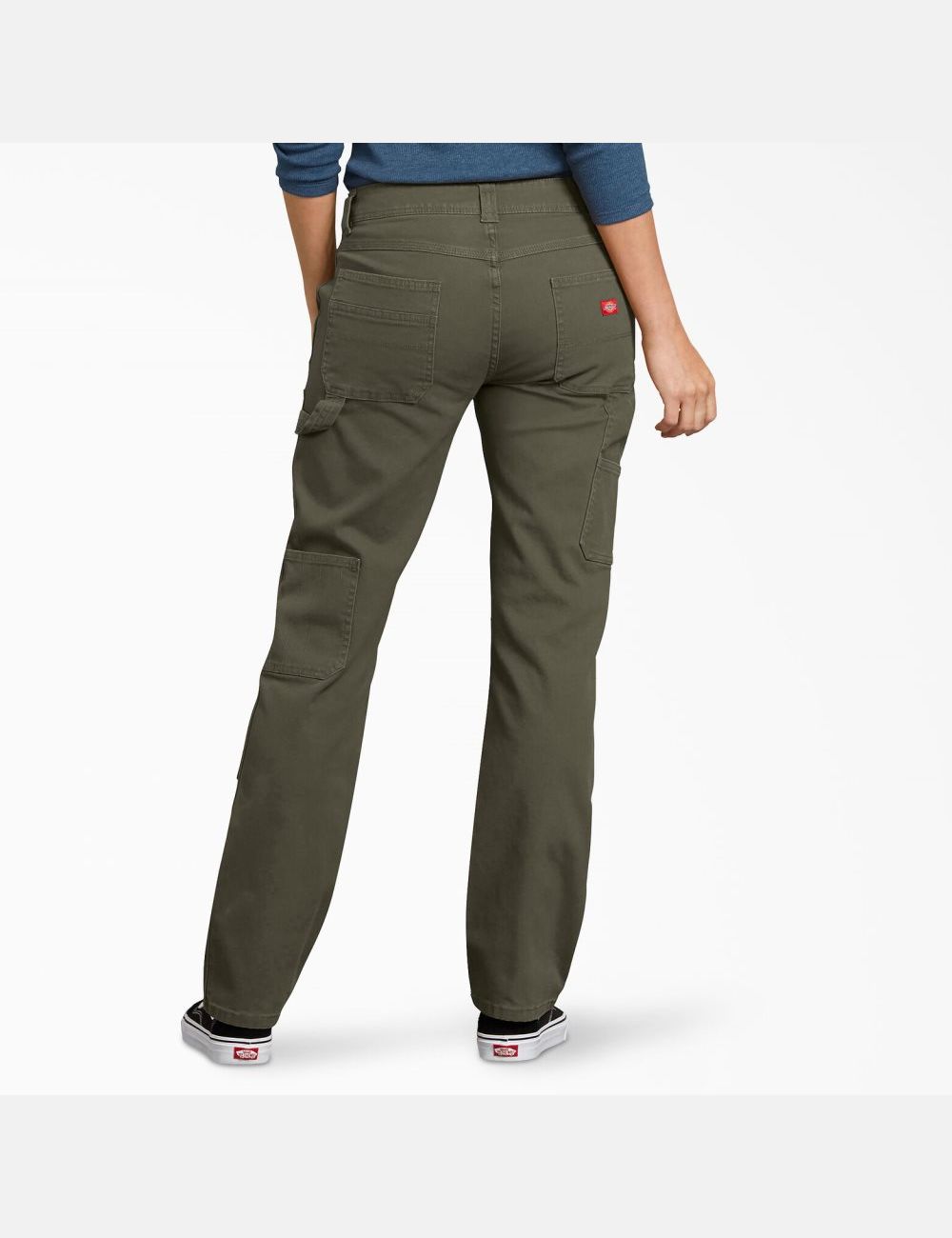 Rinsed Moss Green Dickies Duck Double-Front Carpenter Pants | 981KSIRMN