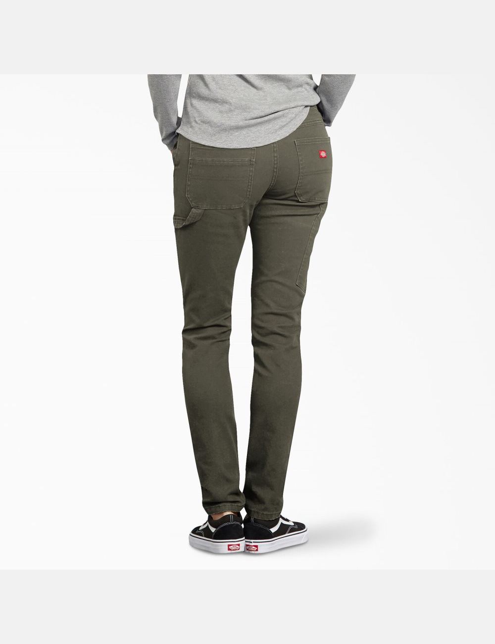 Rinsed Moss Green Dickies Duck Slim Carpenter Pants | 976ZYRTHQ