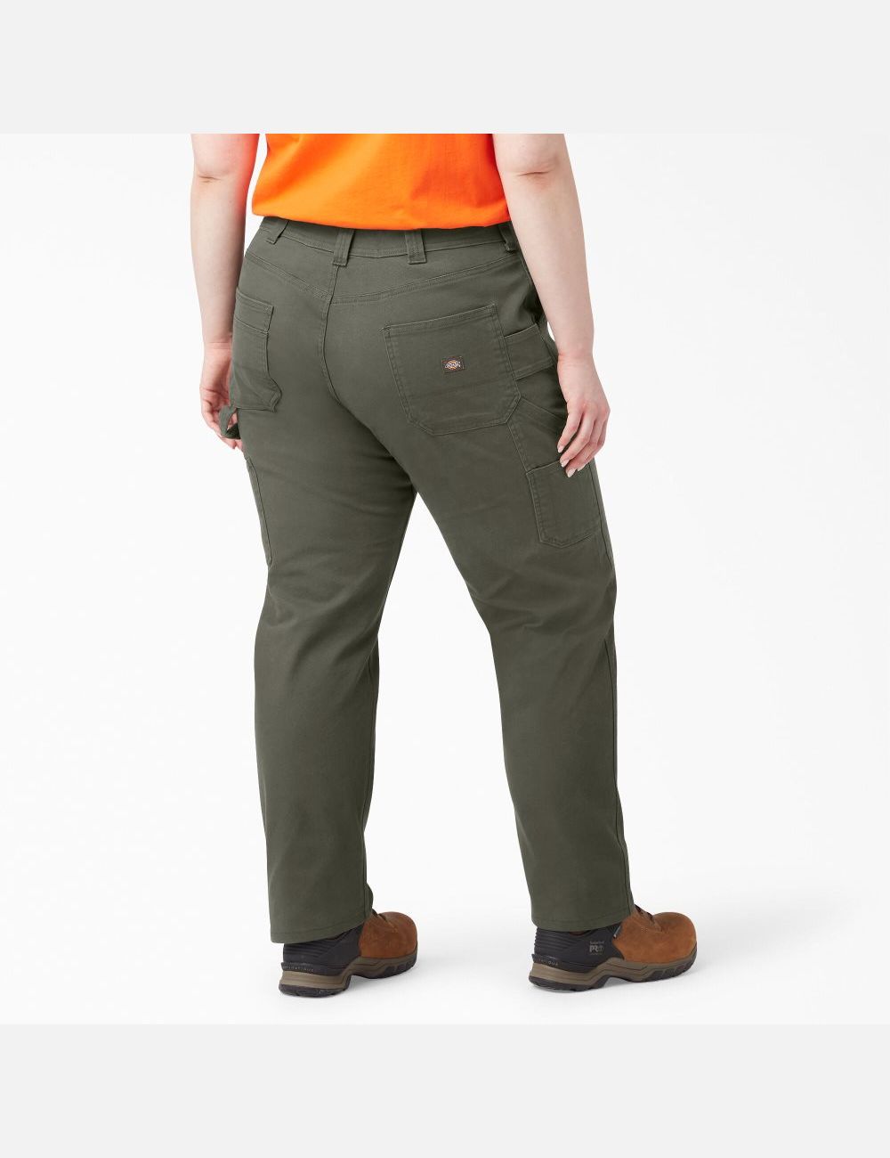 Rinsed Moss Green Dickies Plus Duck Carpenter Pants | 627KYLPRW