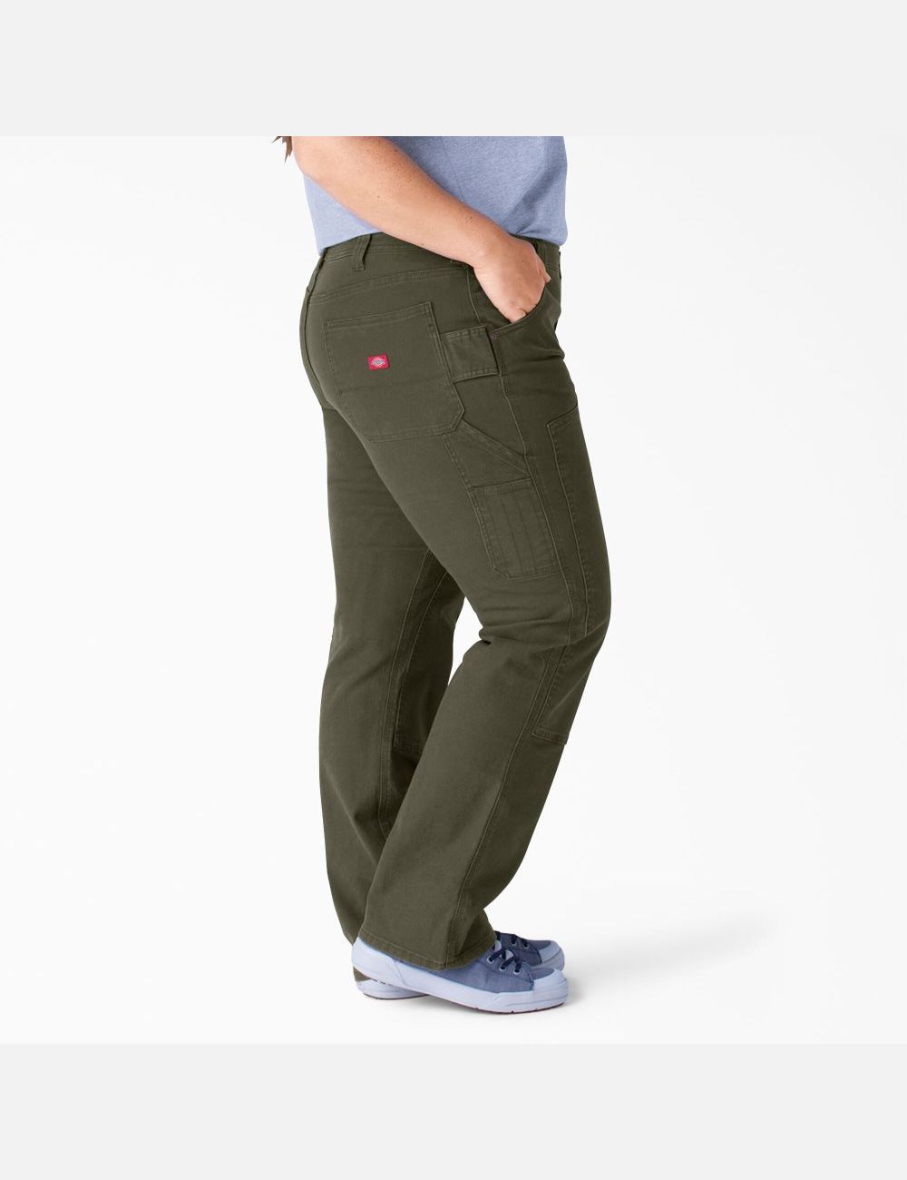 Rinsed Moss Green Dickies Plus Duck Double-Front Pants | 104EOIDLM