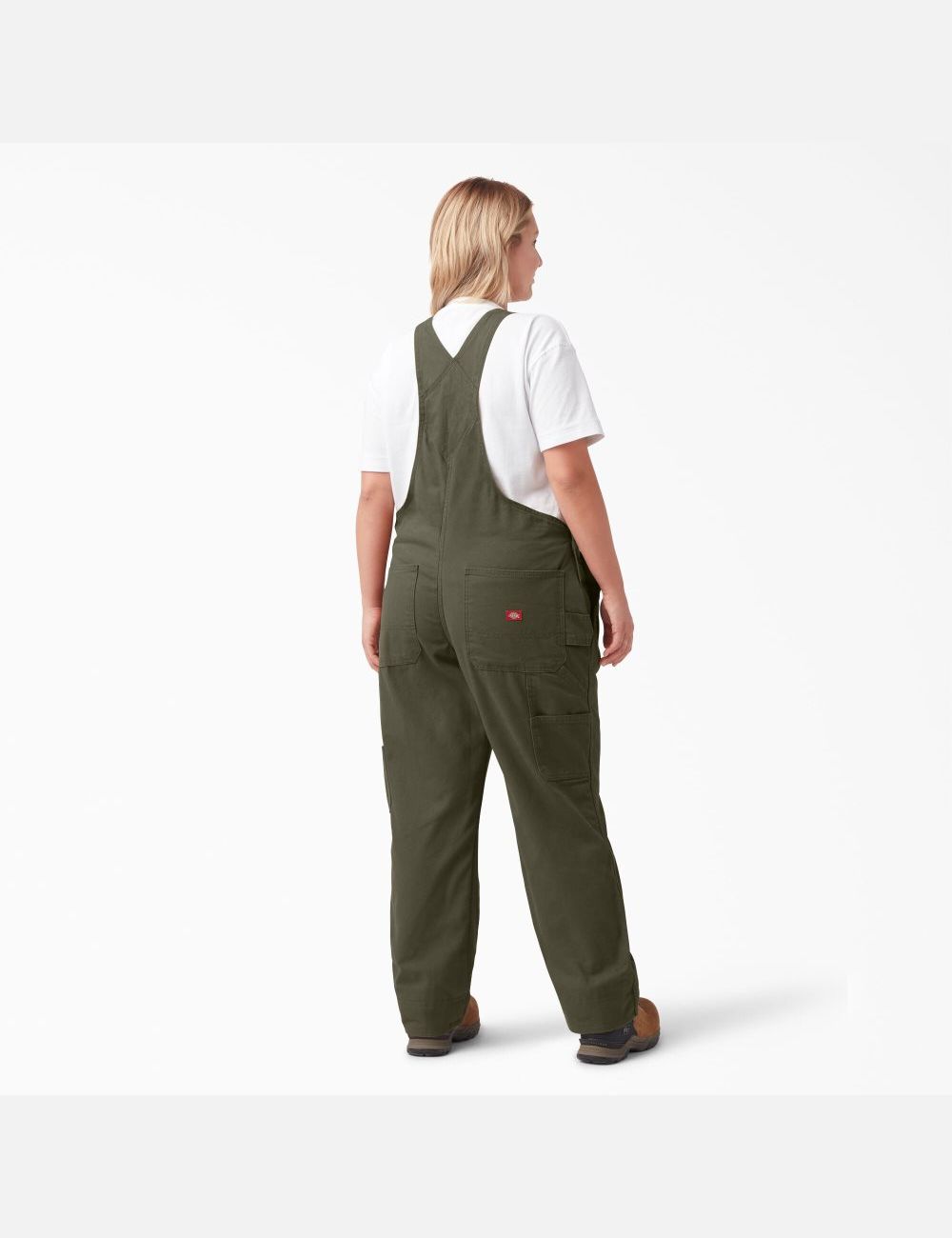 Rinsed Moss Green Dickies Plus Relaxed Fit Straight Leg Bib Overalls | 061UFPWEA