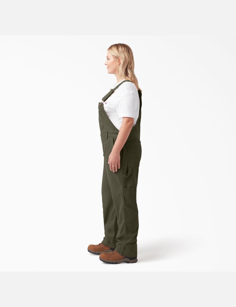 Rinsed Moss Green Dickies Plus Relaxed Fit Straight Leg Bib Overalls | 061UFPWEA