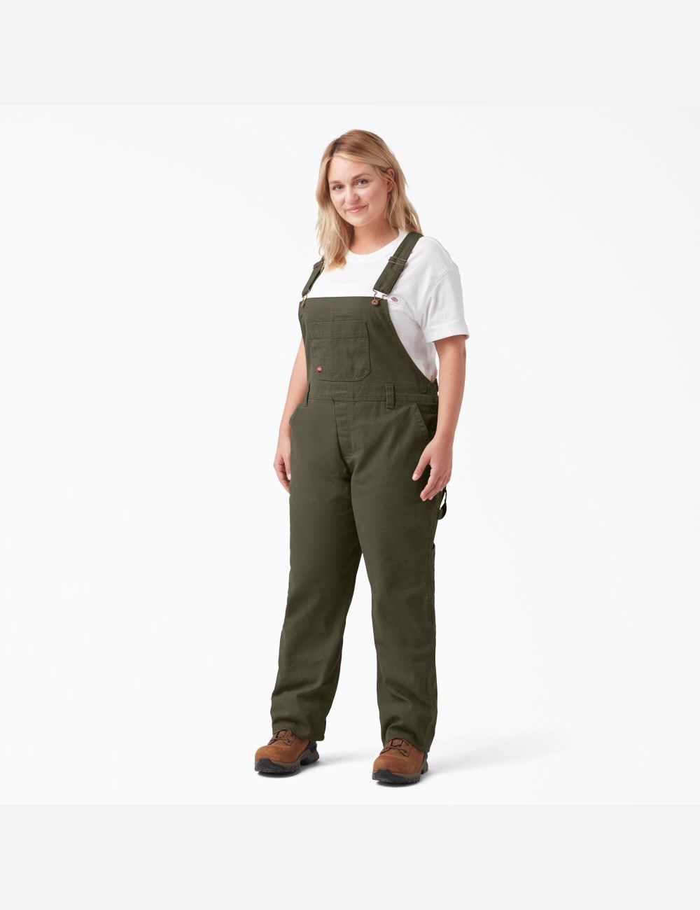 Rinsed Moss Green Dickies Plus Relaxed Fit Straight Leg Bib Overalls | 061UFPWEA