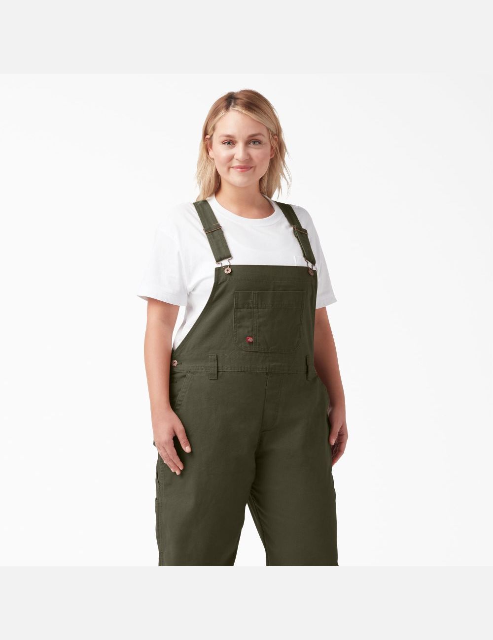 Rinsed Moss Green Dickies Plus Relaxed Fit Straight Leg Bib Coveralls & Overalls | 108VNEWQP