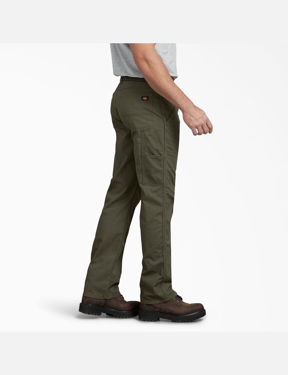 Rinsed Moss Green Dickies Regular Straight Leg Ripstop Carpenter Pants | 241VQZSYP