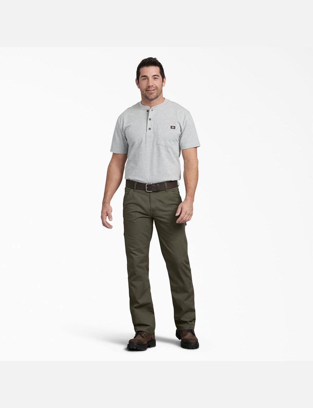 Rinsed Moss Green Dickies Regular Straight Leg Ripstop Carpenter Pants | 241VQZSYP