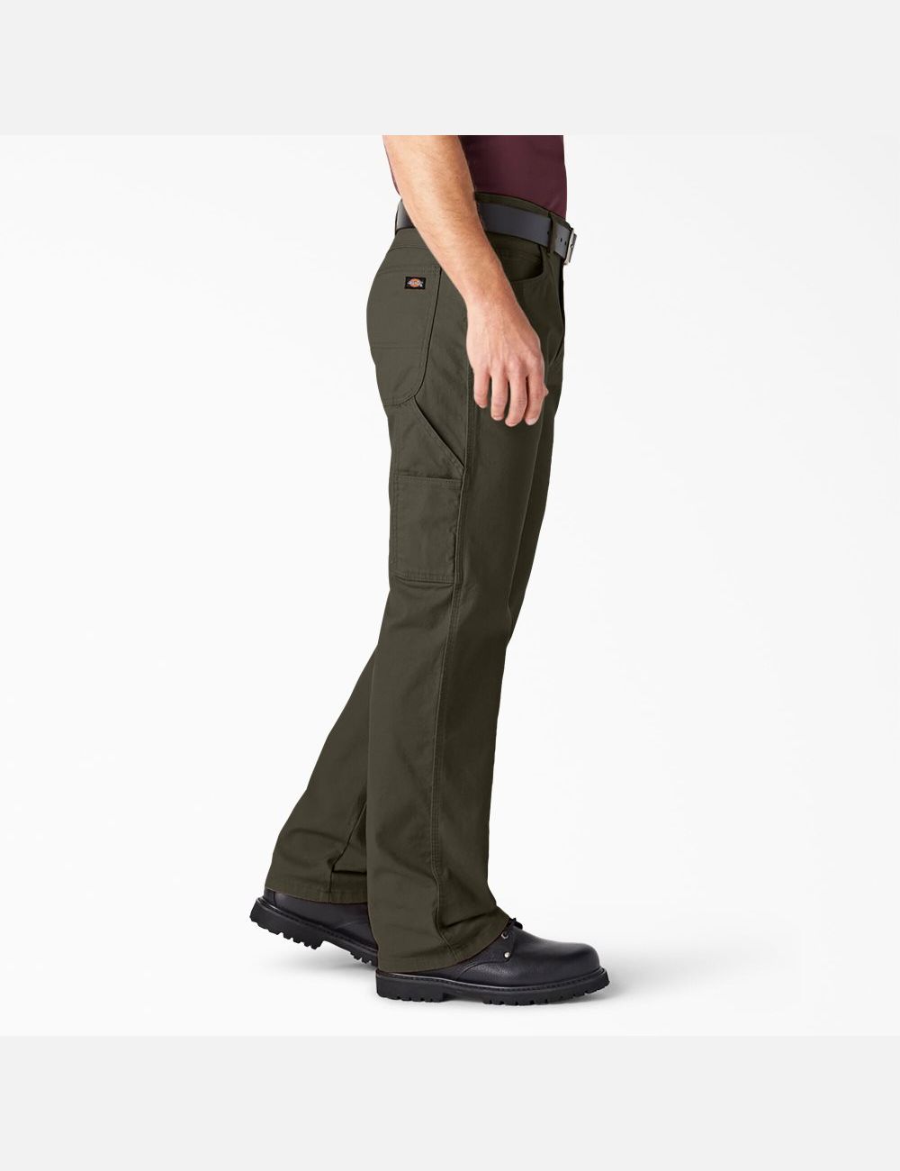 Rinsed Moss Green Dickies Relaxed Straight Leg Heavyweight Duck Carpenter Pants | 087SGBFVR