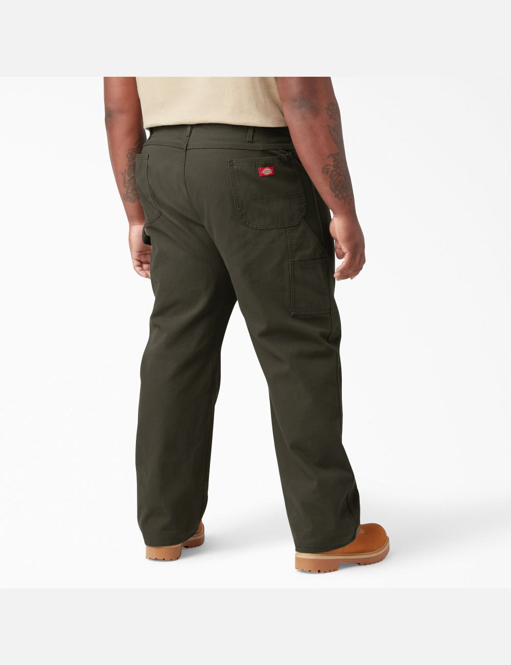 Rinsed Moss Green Dickies Relaxed Straight Leg Heavyweight Duck Carpenter Pants | 087SGBFVR