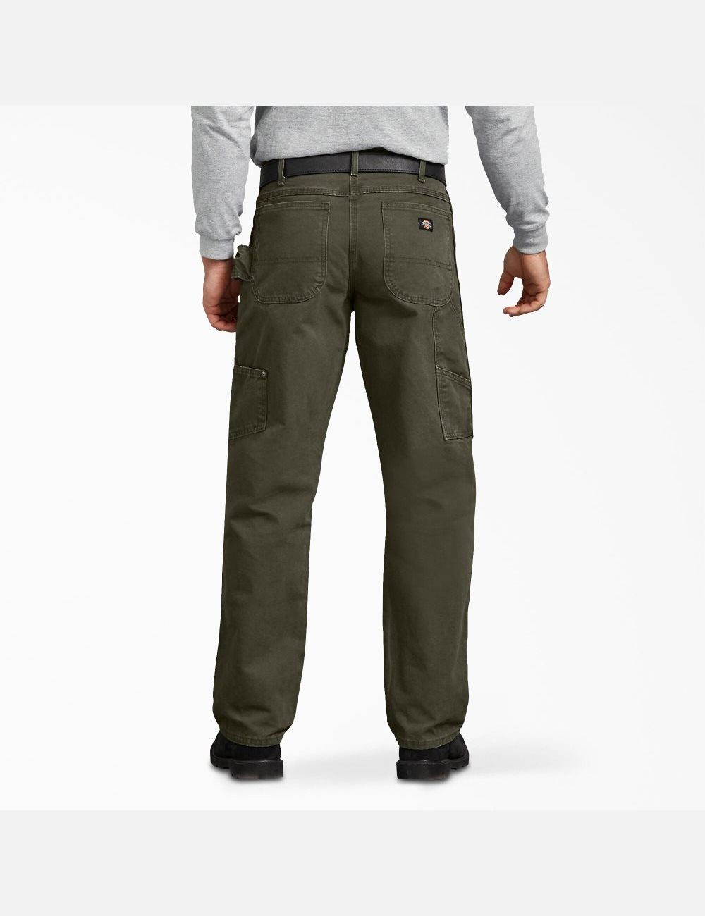 Rinsed Moss Green Dickies Relaxed Straight Leg Sanded Duck Carpenter Pants | 287JRUMYQ