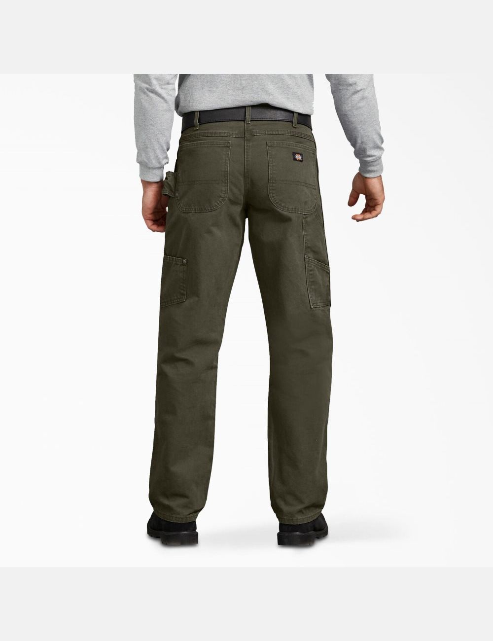 Rinsed Moss Green Dickies Relaxed Straight Leg Sanded Duck Carpenter Pants | 287JRUMYQ