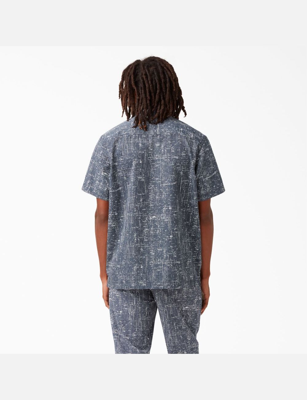 Rinsed Navy Crosshatch Dickies Twill Button Up Short Sleeve Work Shirts | 601BEDXAR