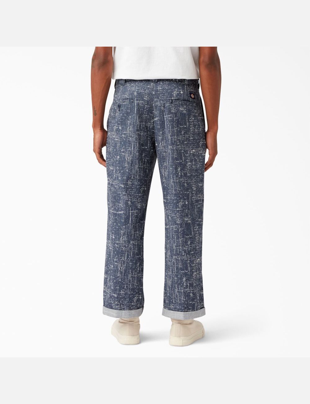 Rinsed Navy Crosshatch Dickies Twill Cuffed Pants | 581BHQJTS