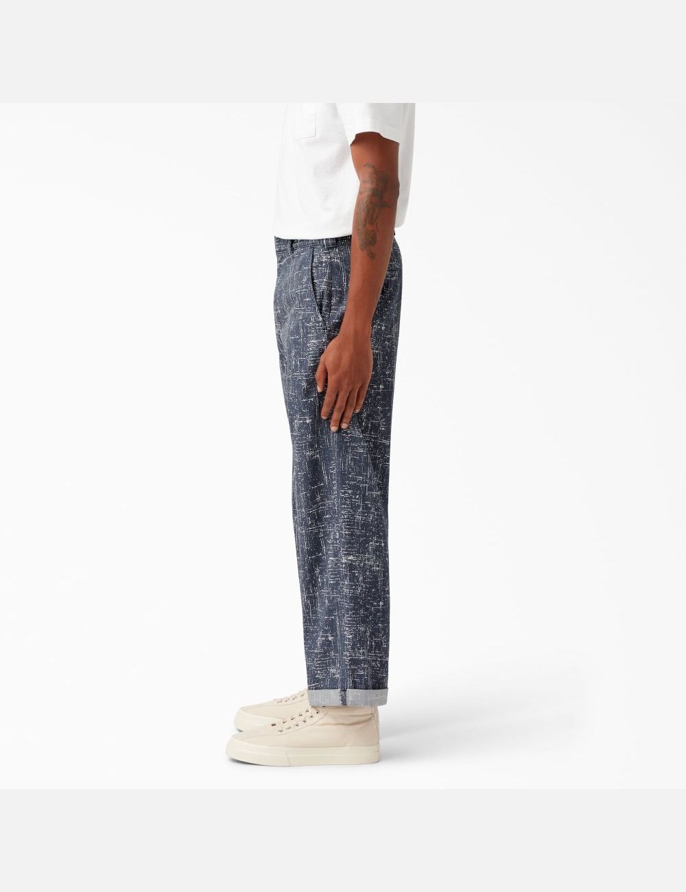 Rinsed Navy Crosshatch Dickies Twill Cuffed Pants | 581BHQJTS