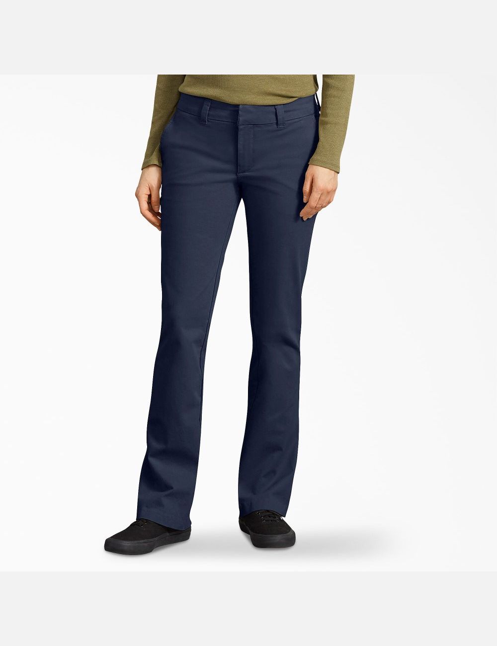 Rinsed Navy Dickies Perfect Shape Bootcut Pants | 234UVIXTS