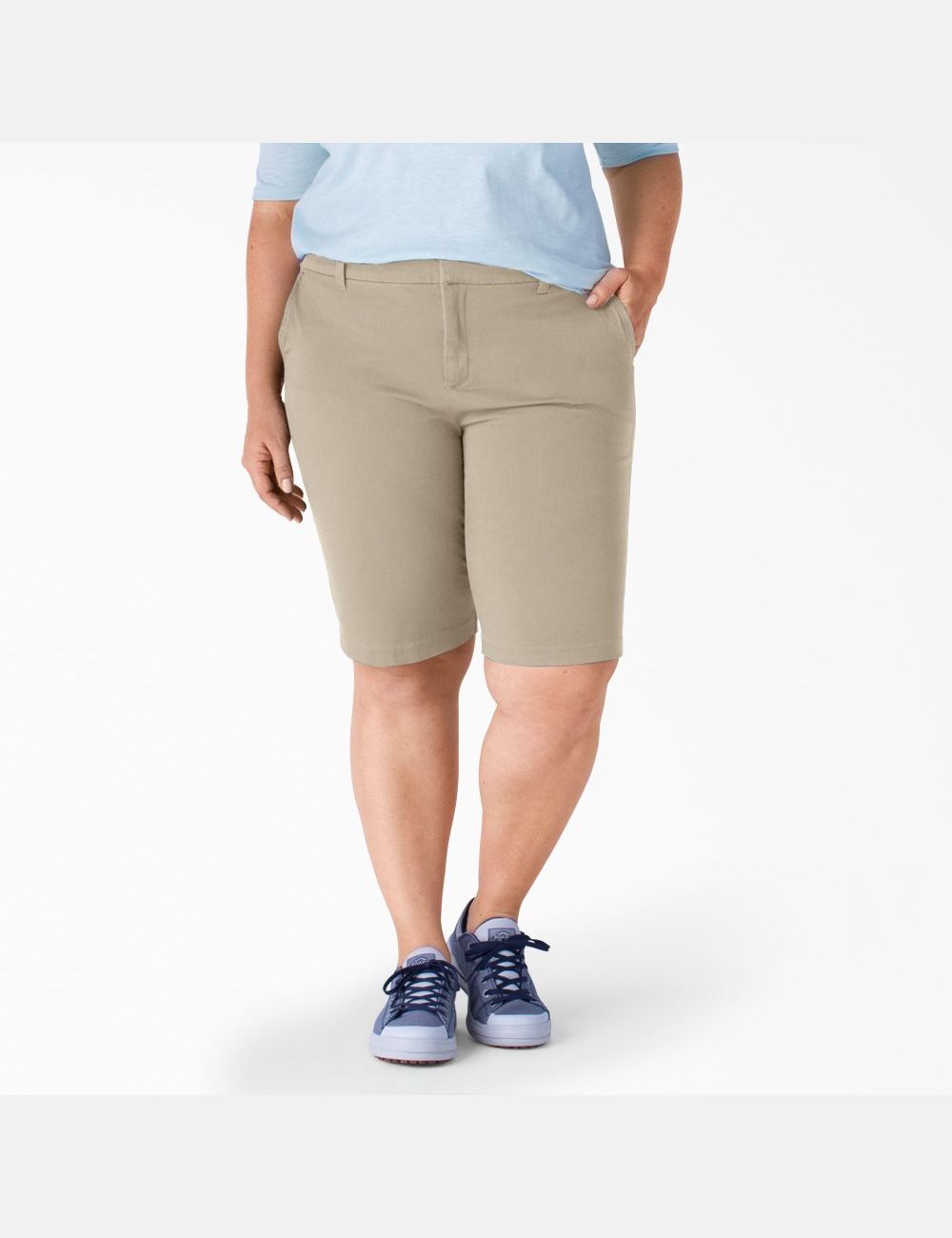 Rinsed Oxford Stone Dickies Plus Perfect Shape Twill Bermuda Shorts | 834YGUTLX