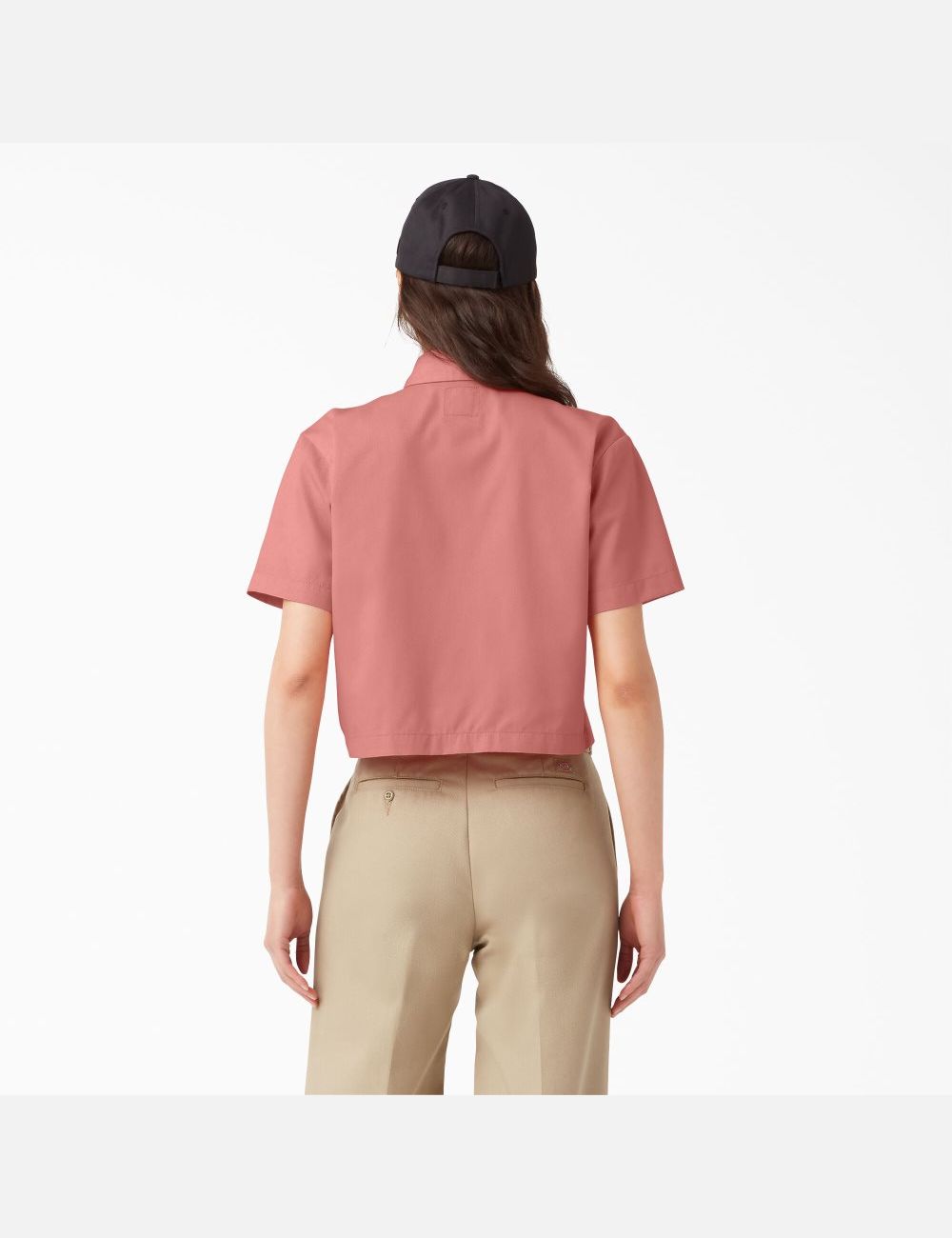 Rinsed Rosette Dickies Cropped Short Sleeve Work Shirts | 019ELNZRY