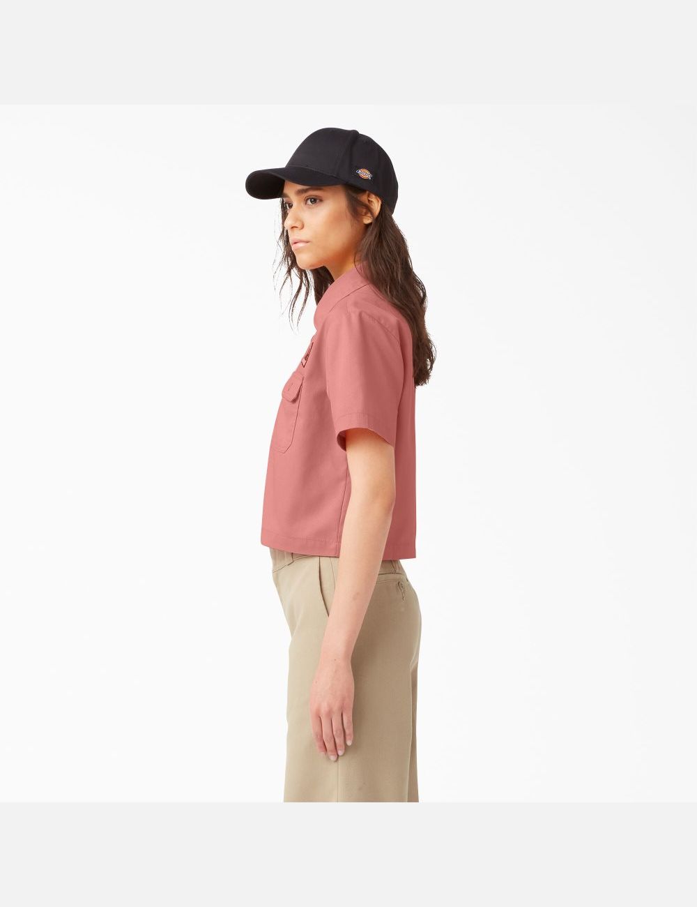 Rinsed Rosette Dickies Cropped Short Sleeve Work Shirts | 019ELNZRY