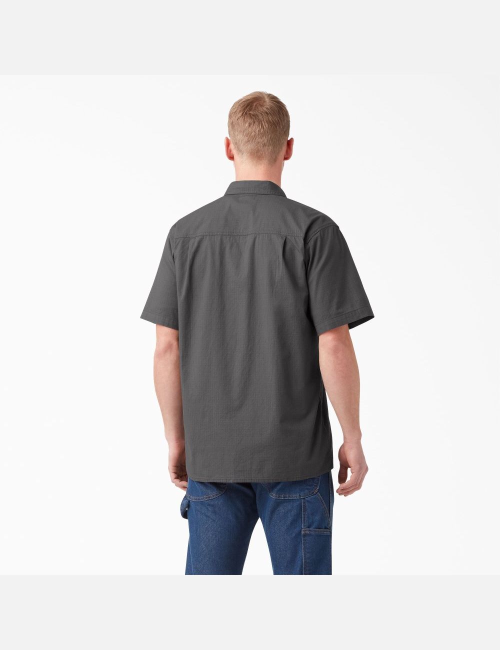 Rinsed Slate Dickies Short Sleeve Ripstop Shirts | 512IJYSXQ