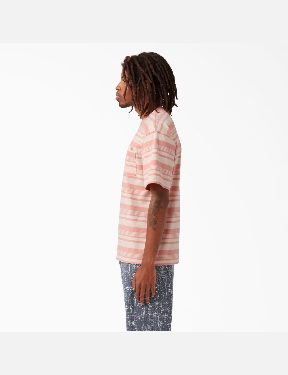 Rosette Stripe Dickies Relaxed Fit Striped Pocket T-Shirts | 098HBPVTN