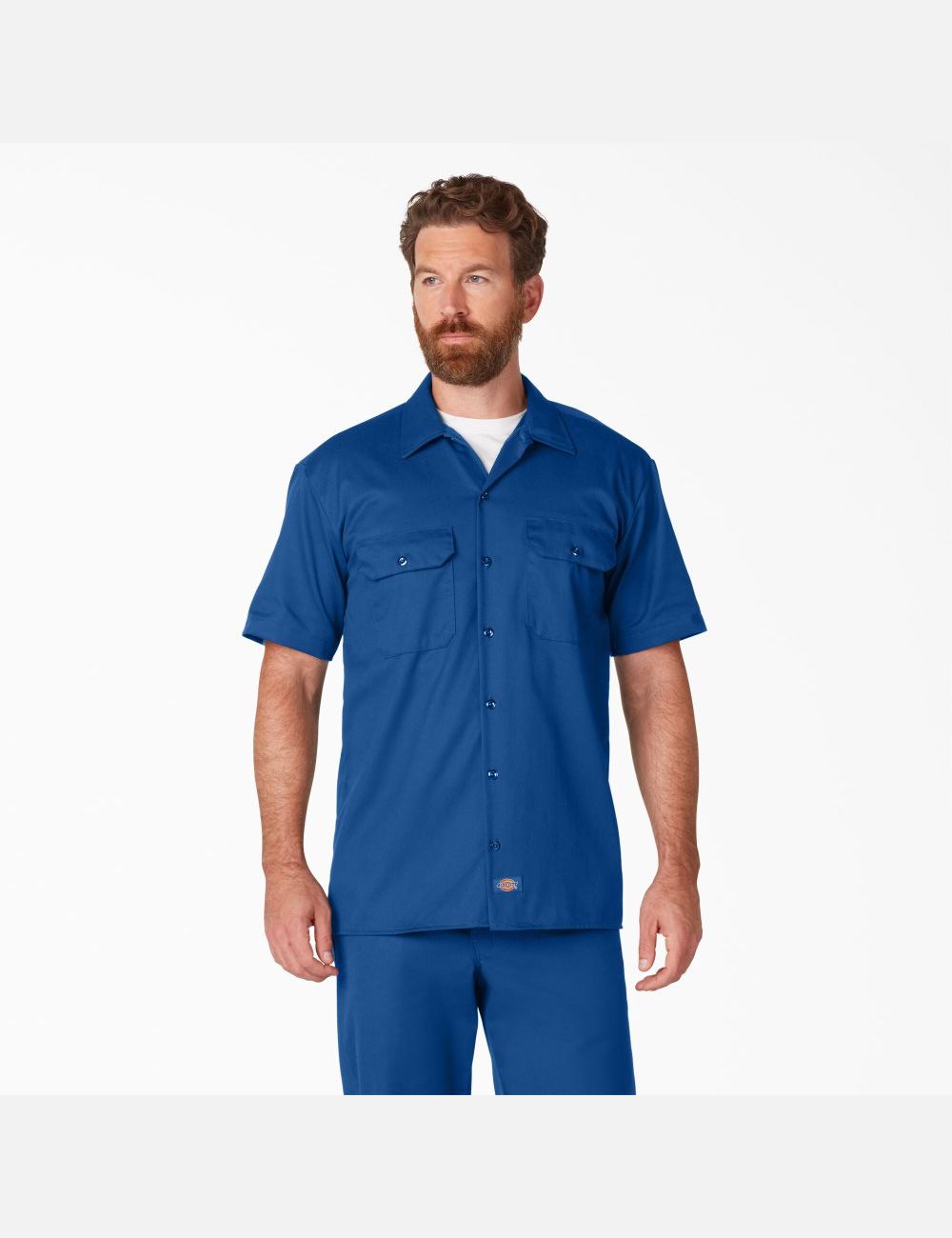 Royal Blue Dickies Short Sleeve Work Shirts | 806VPYOXL