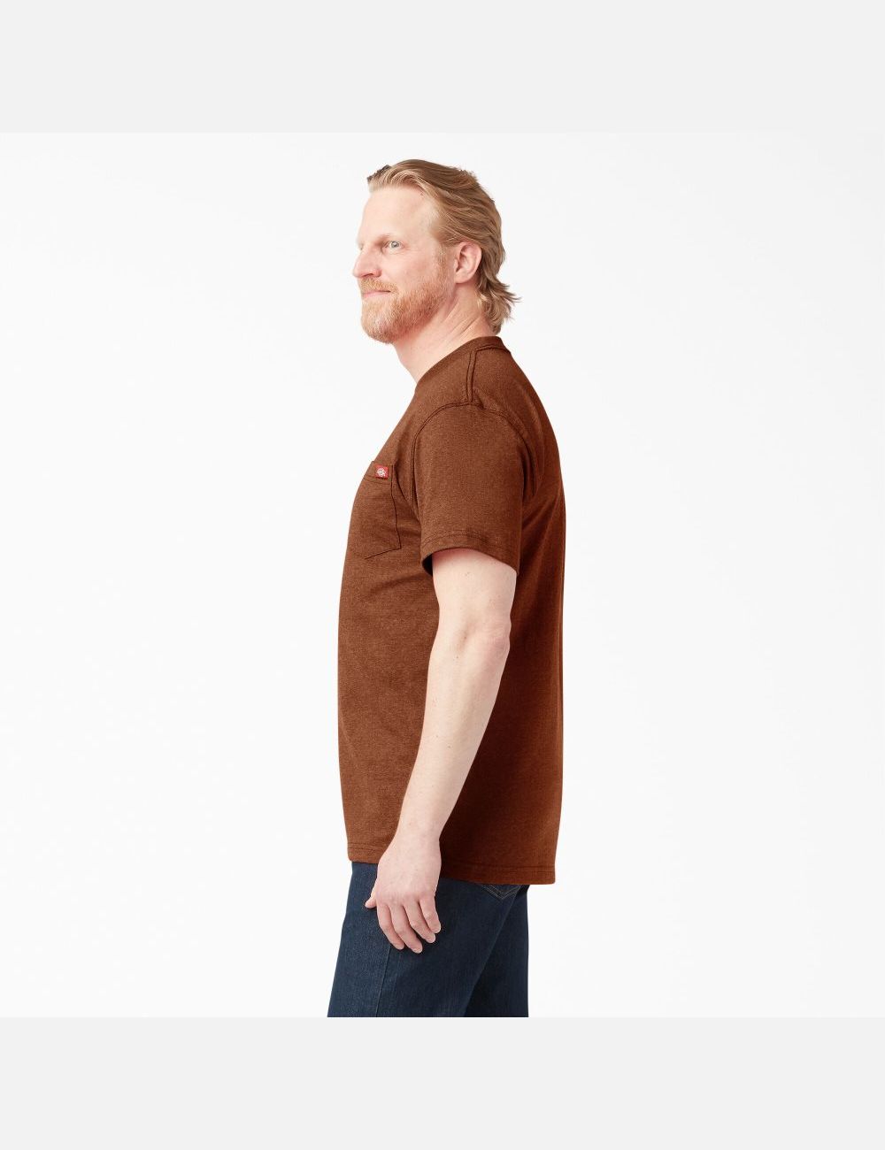 Rustic Red Heather Dickies Short Sleeve Heavyweight Heathered Shirts | 124CAMBTZ