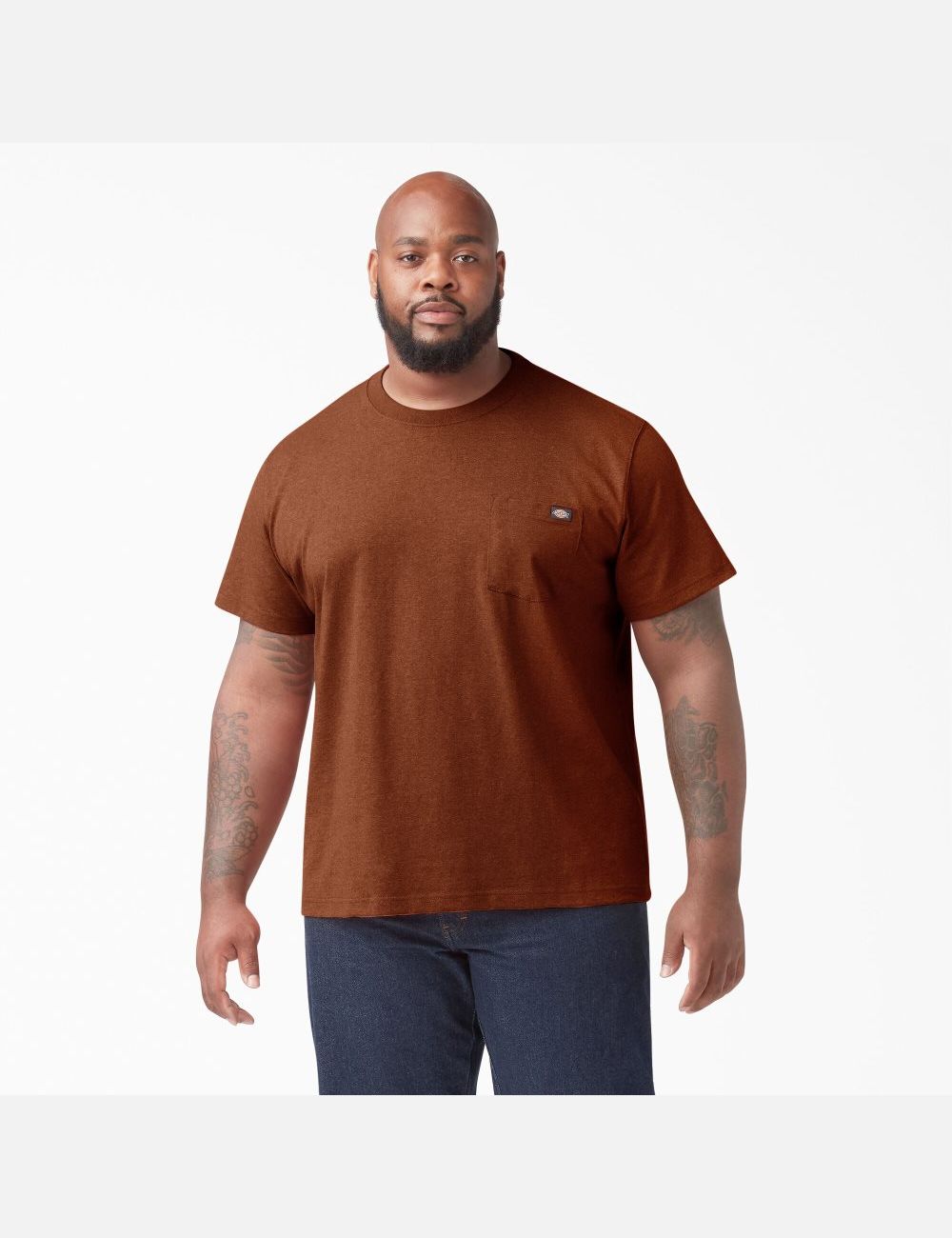 Rustic Red Heather Dickies Short Sleeve Heavyweight Heathered Shirts | 124CAMBTZ