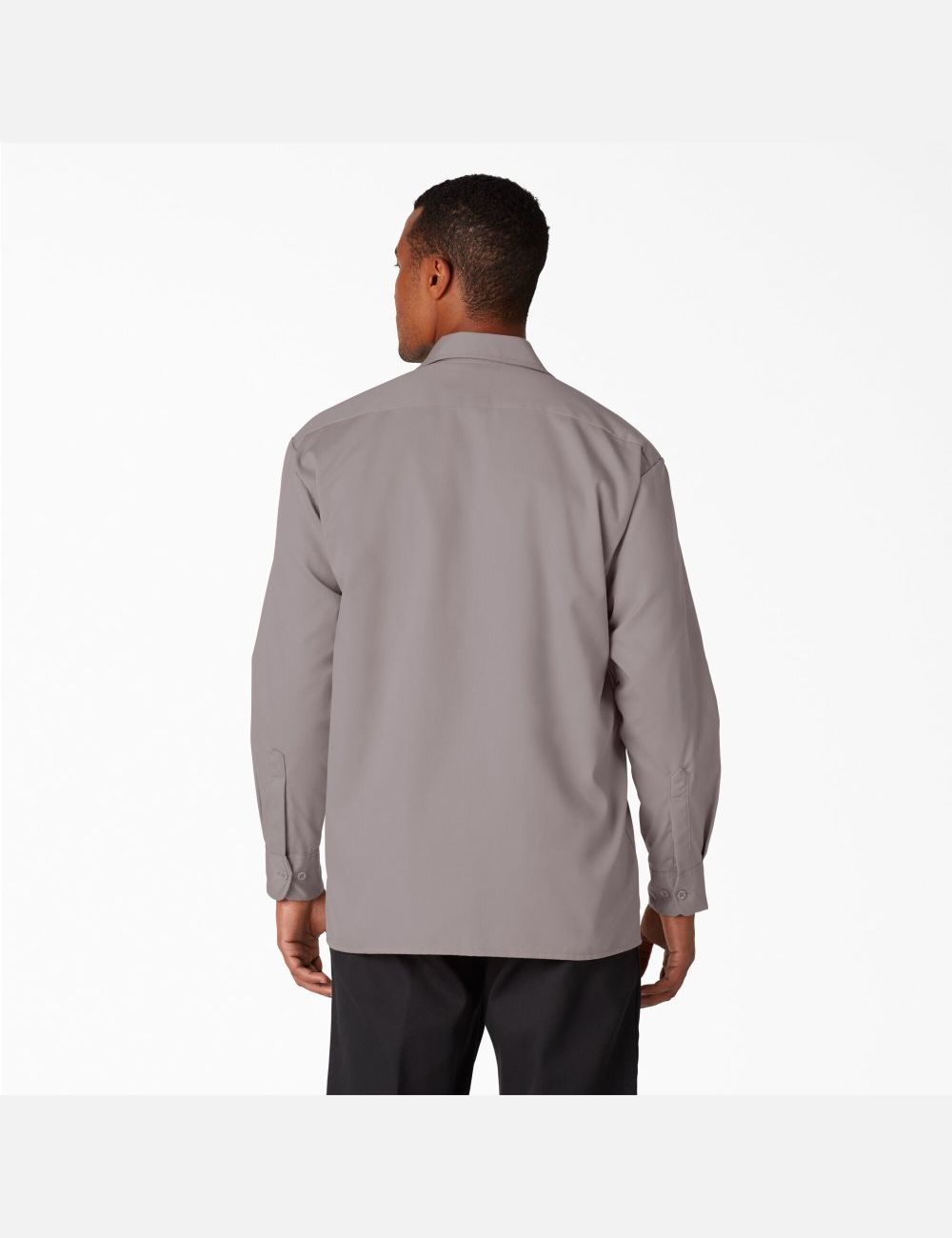 Silver Dickies Long Sleeve Work Shirts | 836OIXJNF