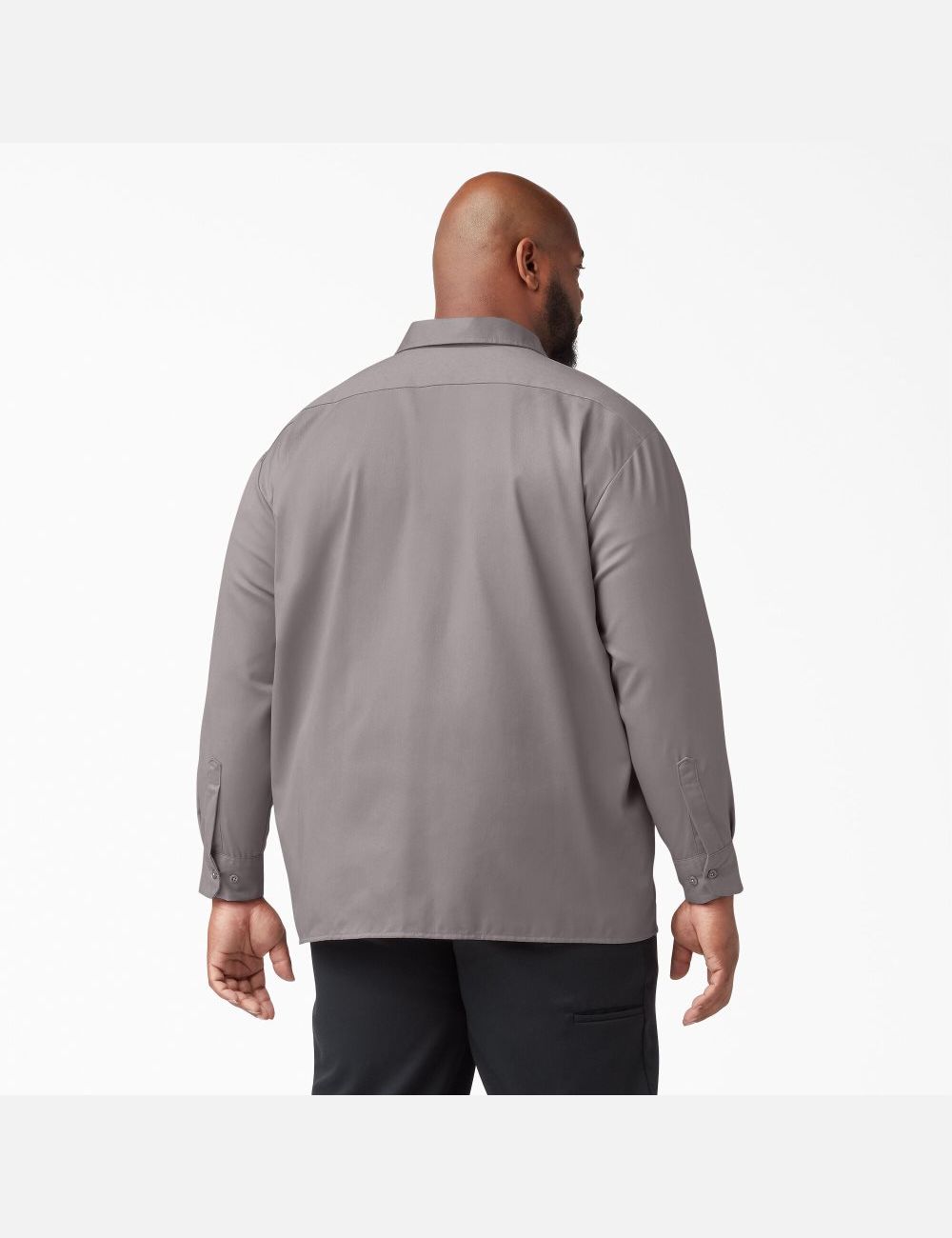 Silver Dickies Long Sleeve Work Shirts | 836OIXJNF