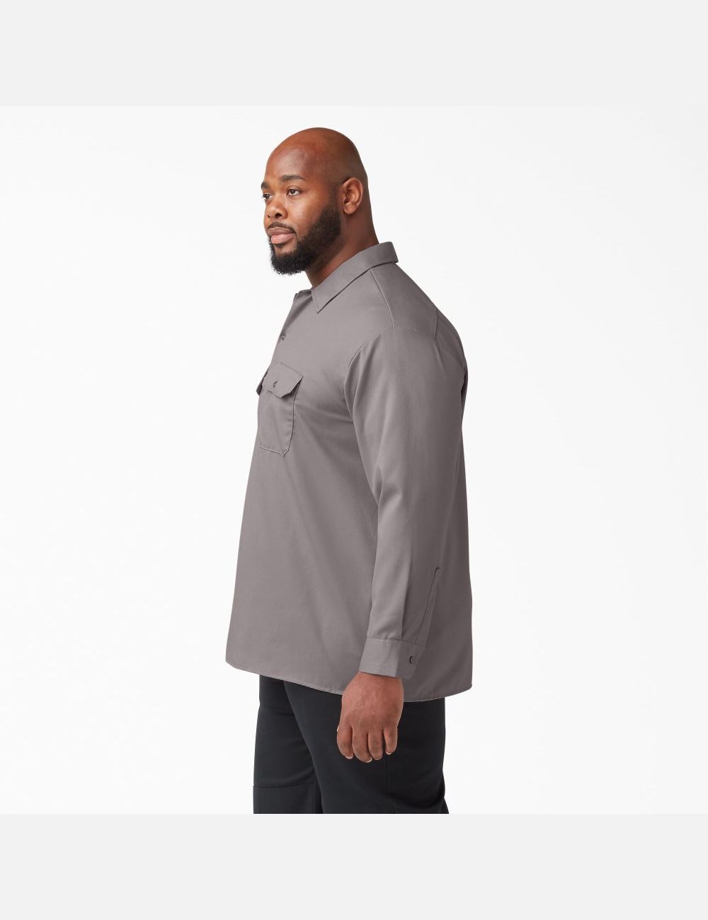 Silver Dickies Long Sleeve Work Shirts | 836OIXJNF