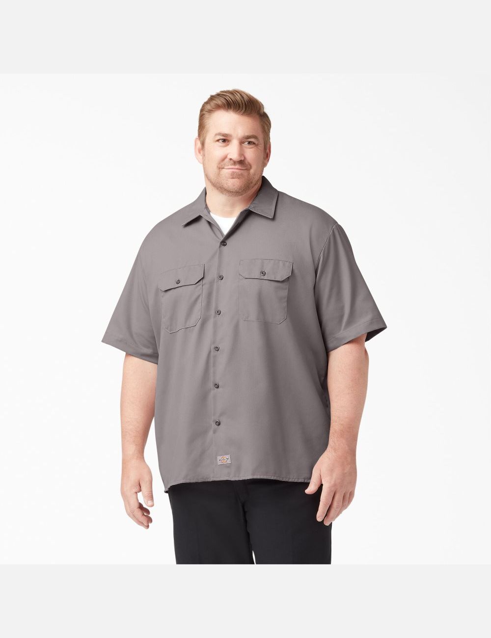 Silver Dickies Short Sleeve Shirts | 023SPBUGH