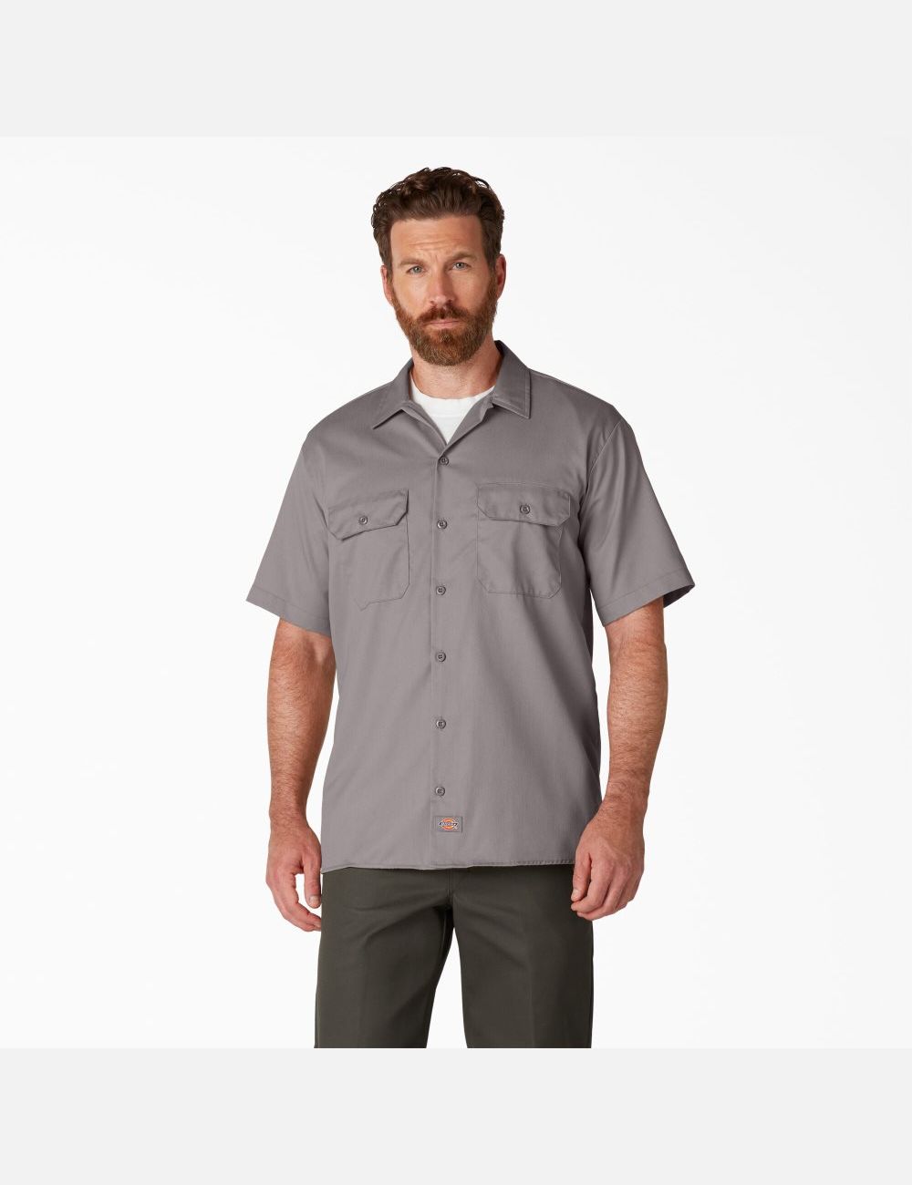 Silver Dickies Short Sleeve Work Shirts | 692NVZPYB