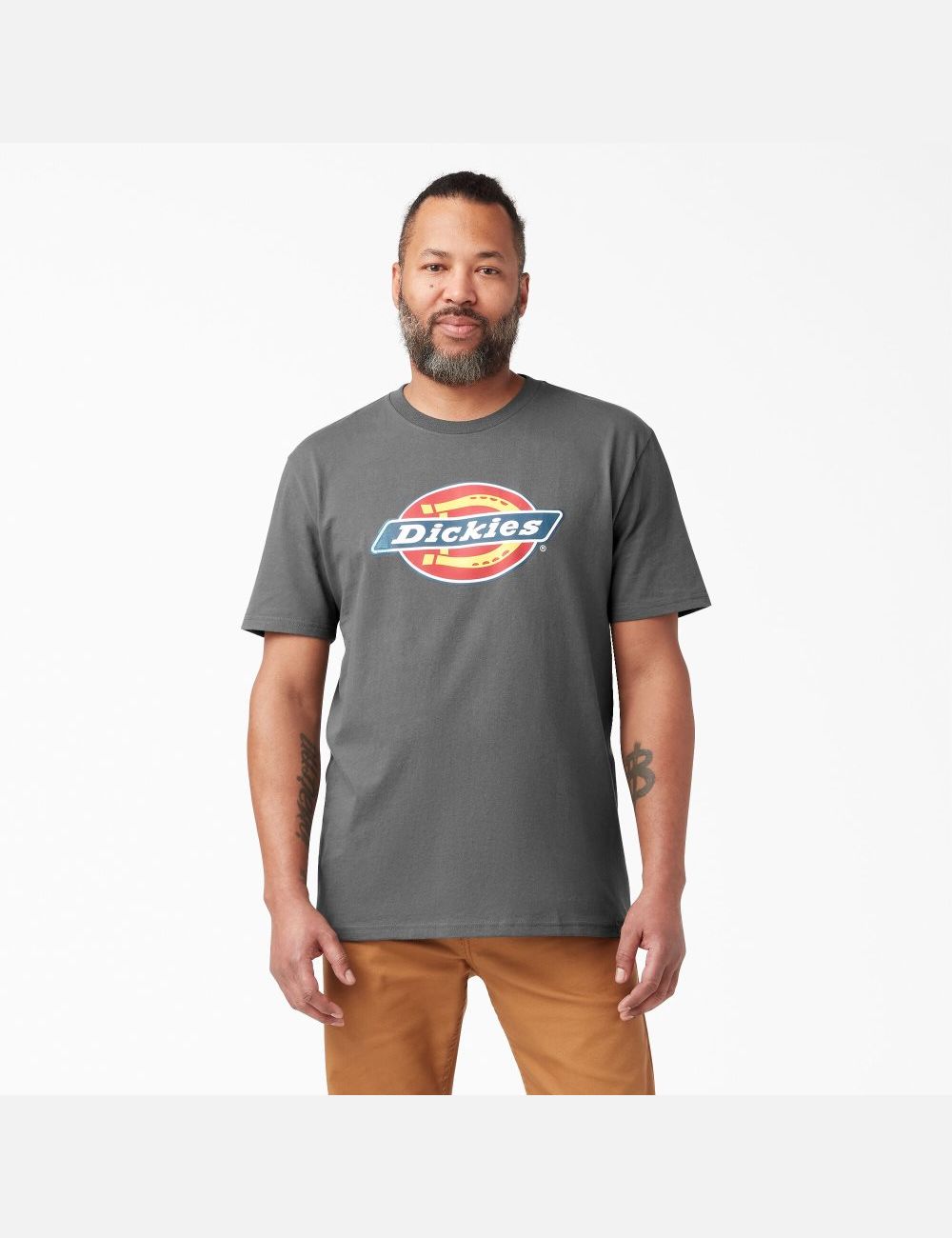 Stone Gray Dickies Logo Graphic T-Shirts | 186EZKDGC