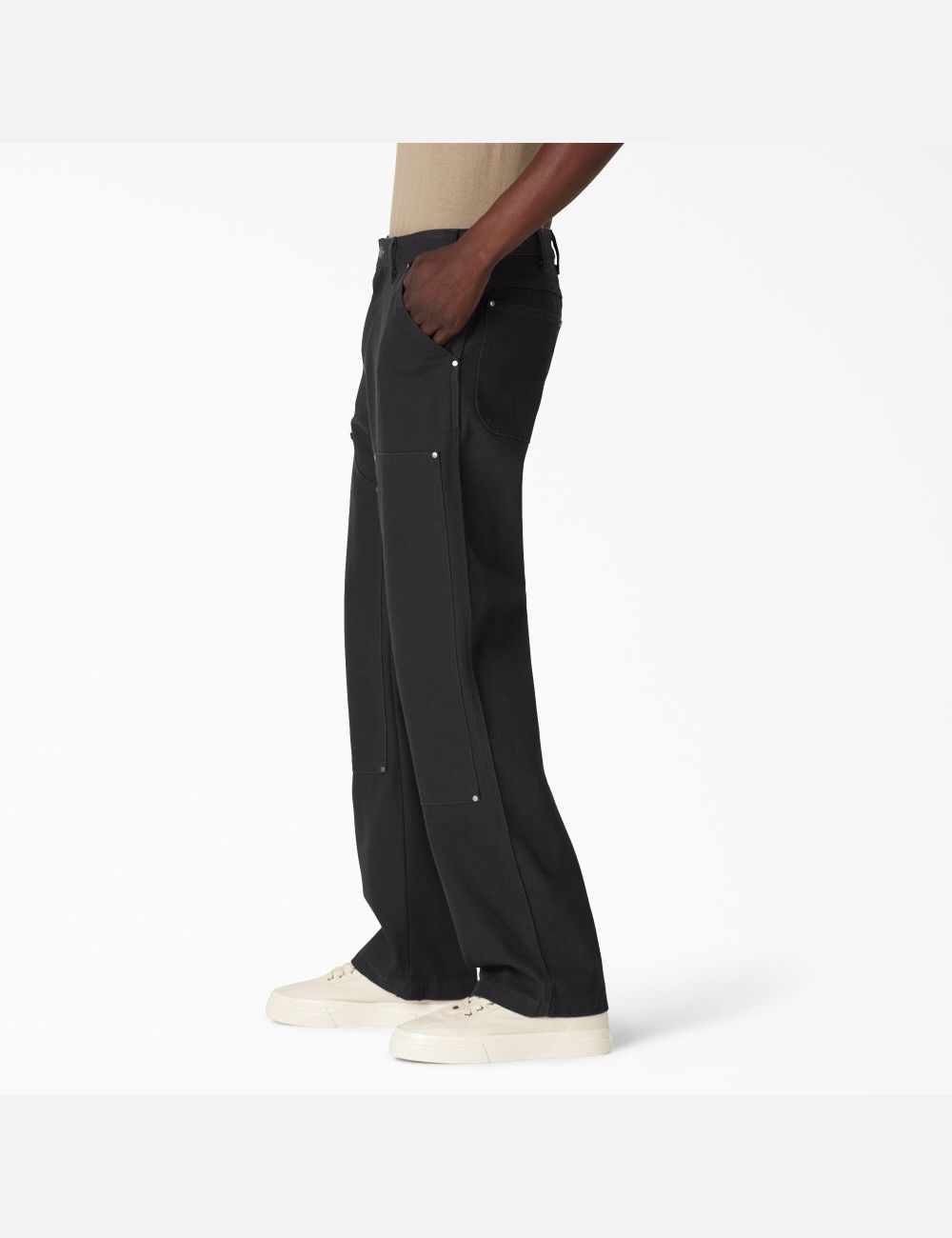 Stonewashed Black Dickies Duck Front Double Knee Pants | 385NHWURF