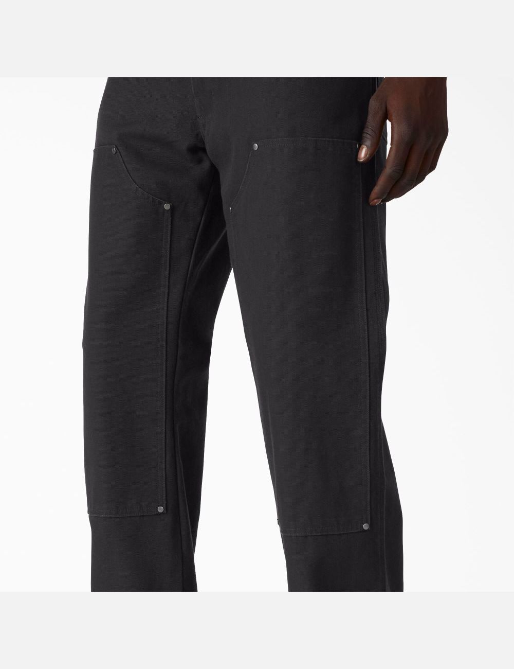 Stonewashed Black Dickies Duck Front Double Knee Pants | 385NHWURF