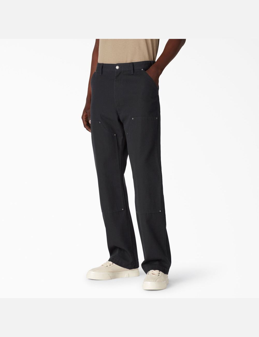 Stonewashed Black Dickies Duck Front Double Knee Pants | 385NHWURF