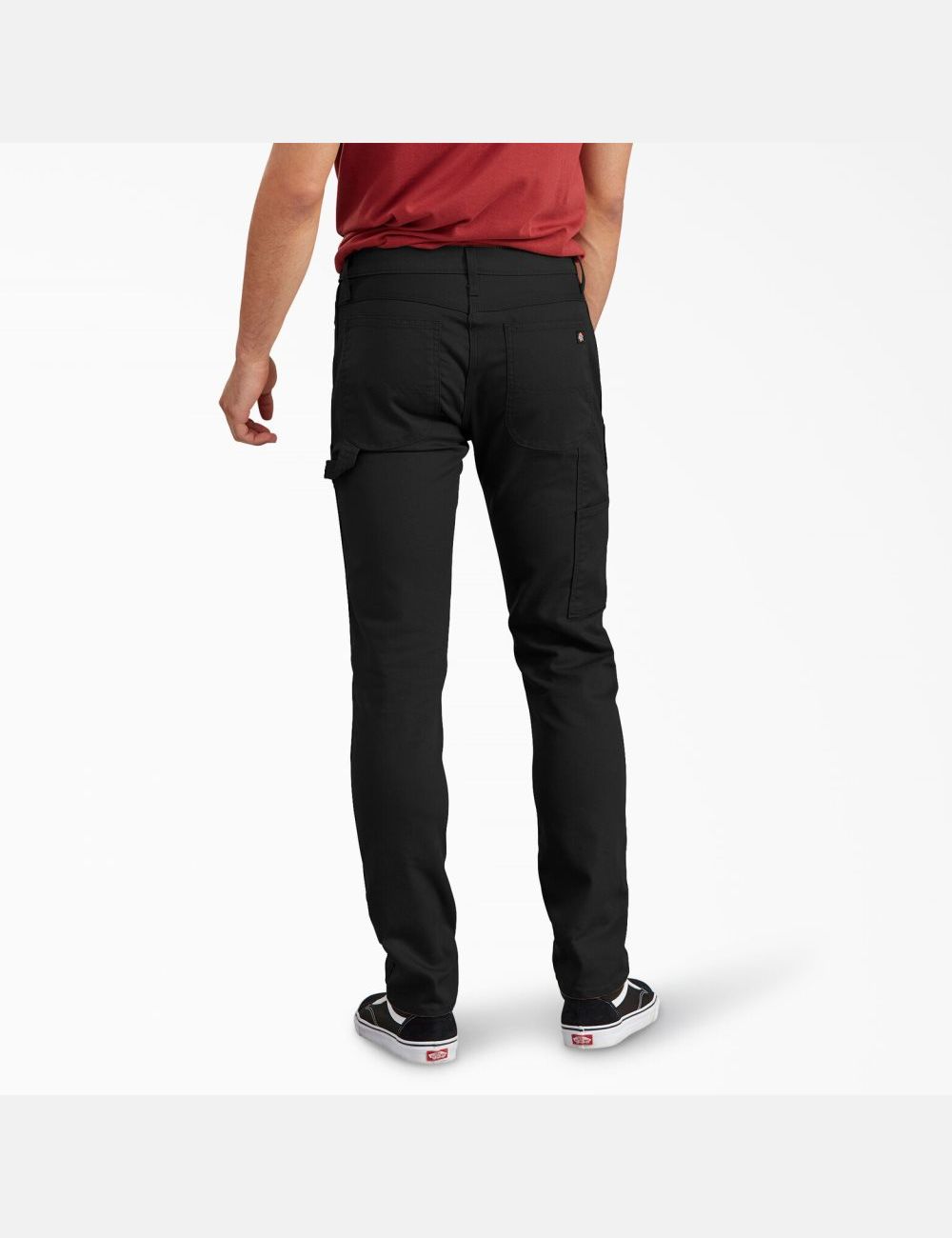 Stonewashed Black Dickies Slim Tapered Leg Duck Carpenter Pants | 075HLZJET