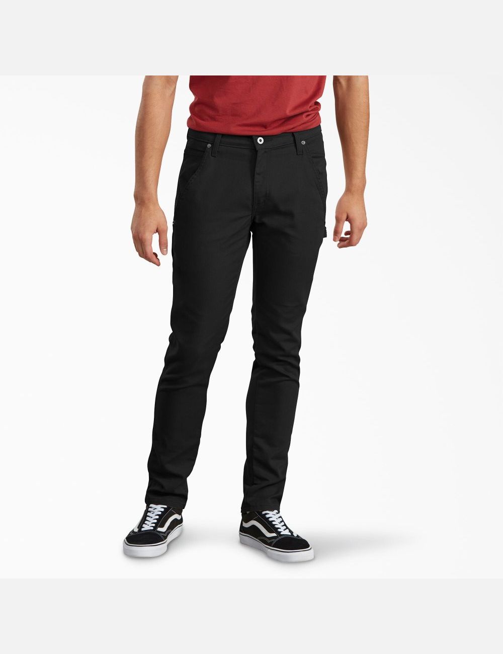 Stonewashed Black Dickies Slim Tapered Leg Duck Carpenter Pants | 075HLZJET