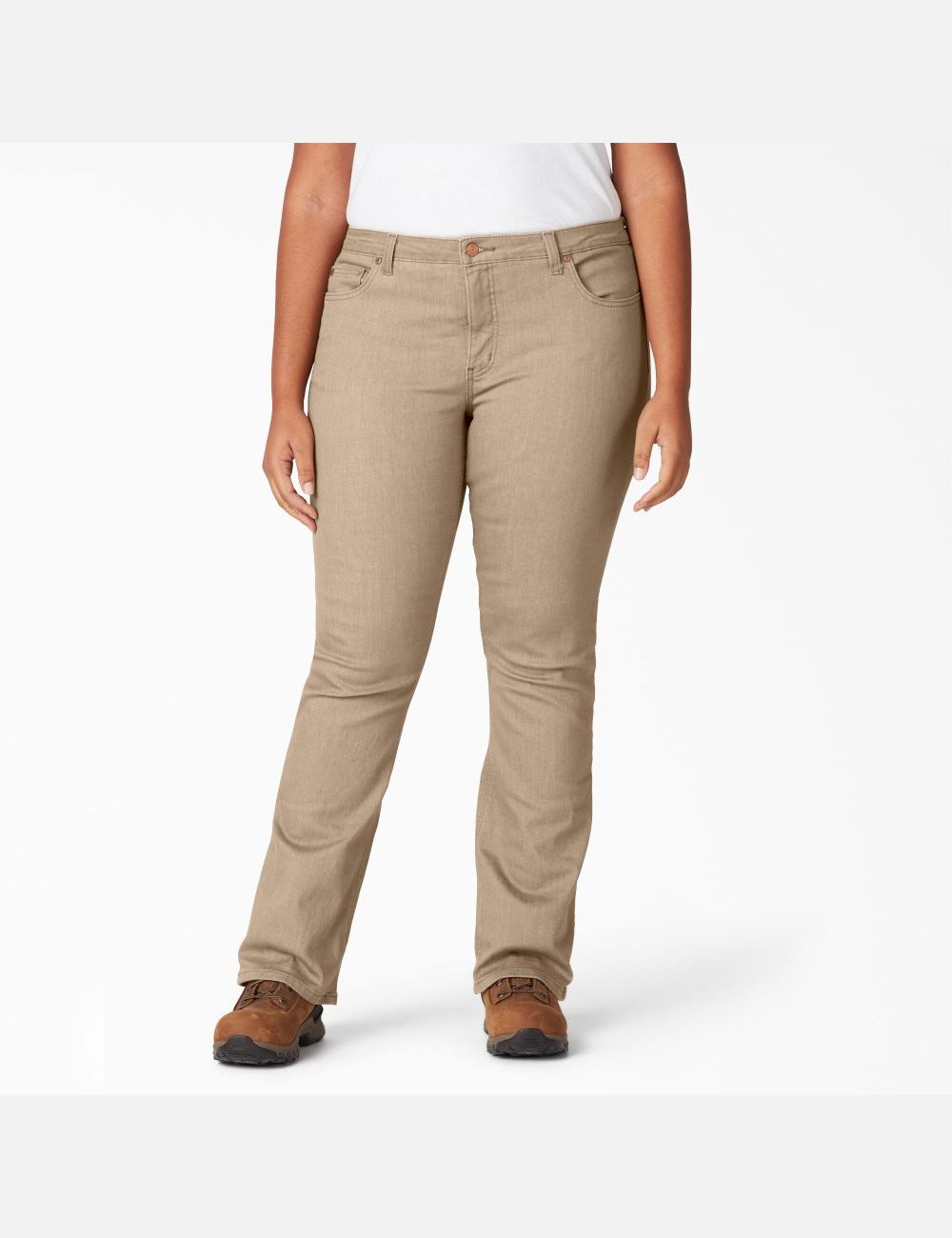 Stonewashed Bronze Sand Dickies Plus Perfect Shape Denim Bootcut Pants | 748GRSOHF