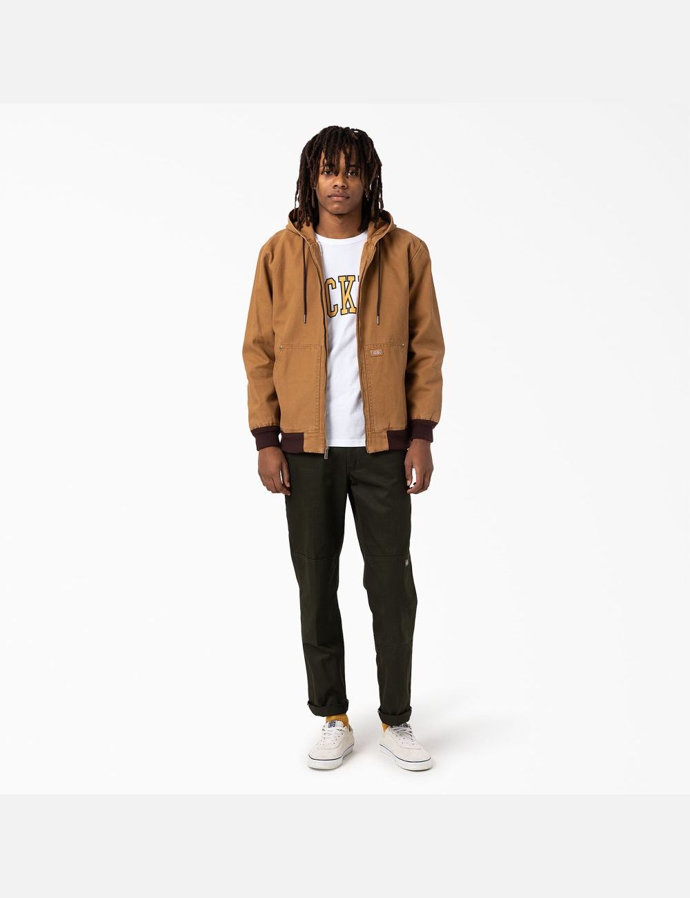 Stonewashed Brown Duck Dickies Duck Hooded Bomber Coats & Jackets | 750LZTJOH