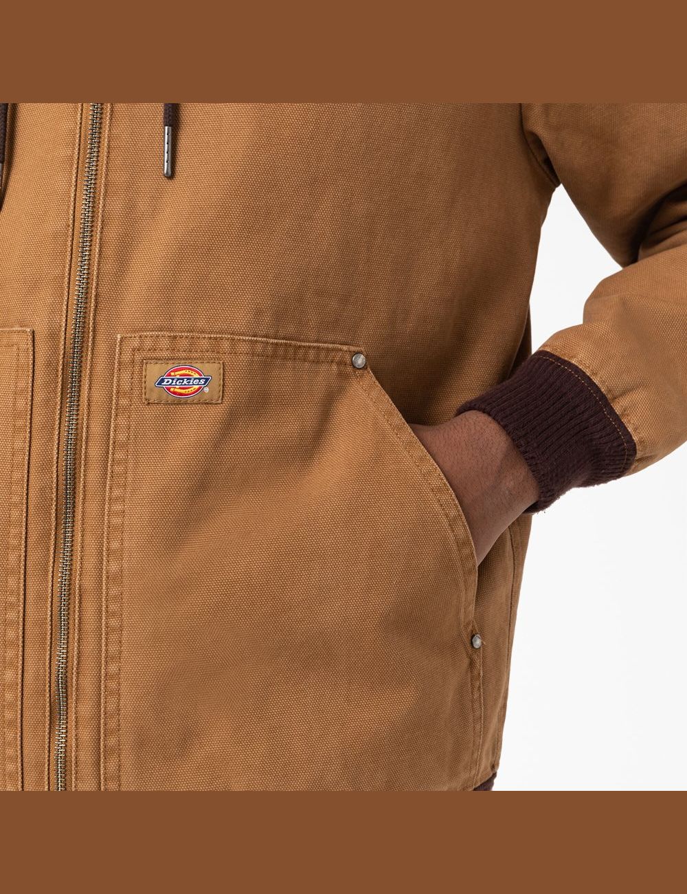 Stonewashed Brown Duck Dickies Duck Hooded Bomber Coats & Jackets | 750LZTJOH